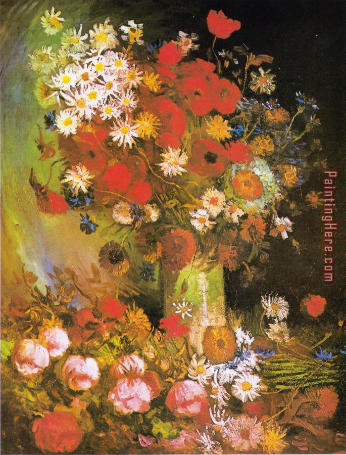 Vincent van Gogh Vase with Cornflowers And Poppies, Peonies And Chrysanthemums